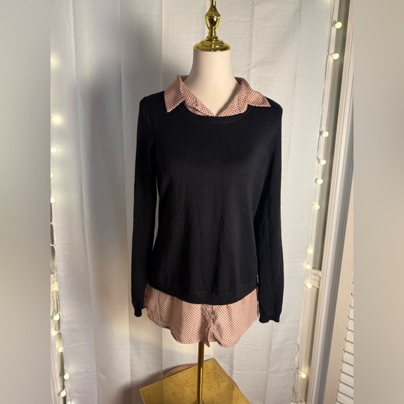 Adrianna Papell Black and Pink Blouse - Picture 1 of 8